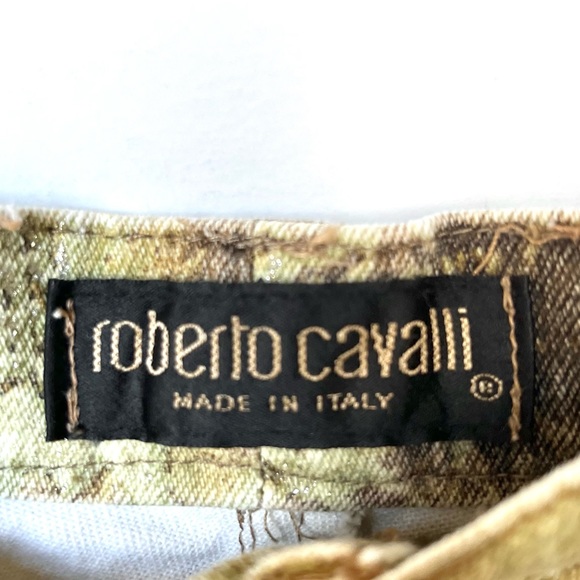 Roberto Cavalli Rare Pattern Vintage Baroque Print Metallic Bootcut Jean… - Picture 3 of 12